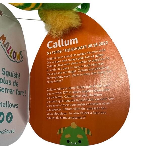 Squishmallow Callum the Monster Halloween Plush Stuffed Animal with Clip 3.5” - Picture 9 of 11